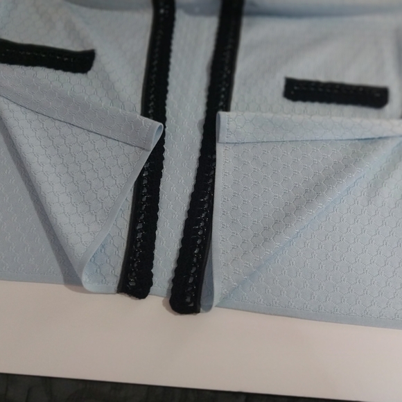 MING WANG Women's Blazer Suit Size XL Elegant with Blue Pattern Black Trim - Picture 5 of 12